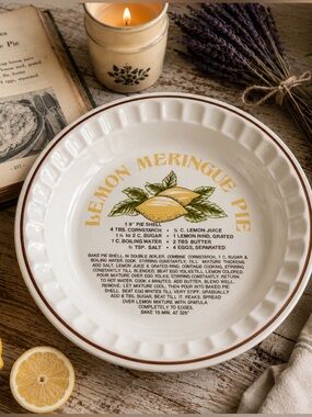 Vintage Lemon Meringue Pie Ceramic Pie Plate